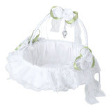 Wedding White Flower Basket Silk Ribbon Decor Elegant Romantic Flower Basket for Wedding Photography