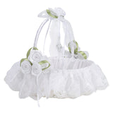Wedding White Flower Basket Silk Ribbon Decor Elegant Romantic Flower Basket for Wedding Photography