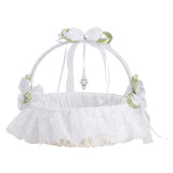 Wedding White Flower Basket Silk Ribbon Decor Elegant Romantic Flower Basket for Wedding Photography