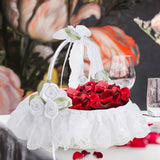 Wedding White Flower Basket Silk Ribbon Decor Elegant Romantic Flower Basket for Wedding Photography - Rear View