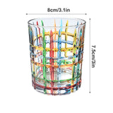 Whiskey Glass Multicolor 320ml Short Drinking Glass for Home - 45-Degree Angle