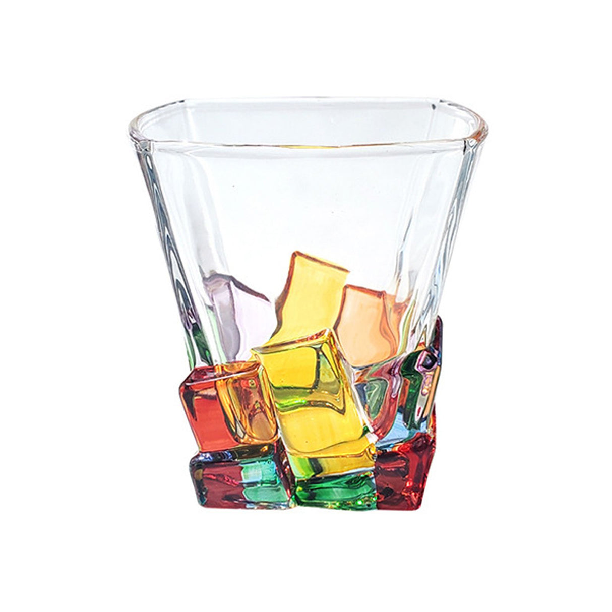 2PCS Whiskey Glass Multicolor 320ml Short Drinking Glass for Home