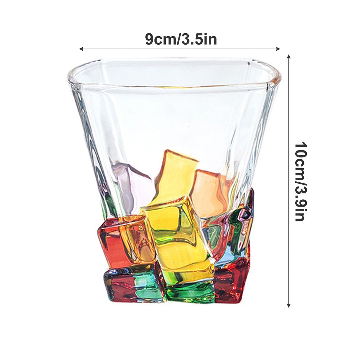 2PCS Whiskey Glass Multicolor 320ml Short Drinking Glass for Home
