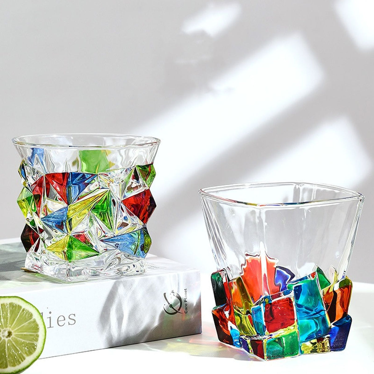 Whiskey Glass Painted Crystal Glass
