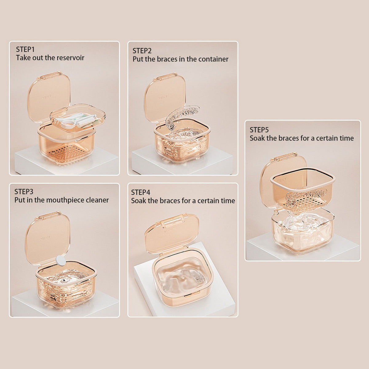 Three Layer Braces Case Denture Retainer Orthodontic Organizer Drainage Layered Portable Denture Bath Cup