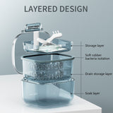 Three Layer Braces Case Denture Retainer Orthodontic Organizer Drainage Layered Portable Denture Bath Cup