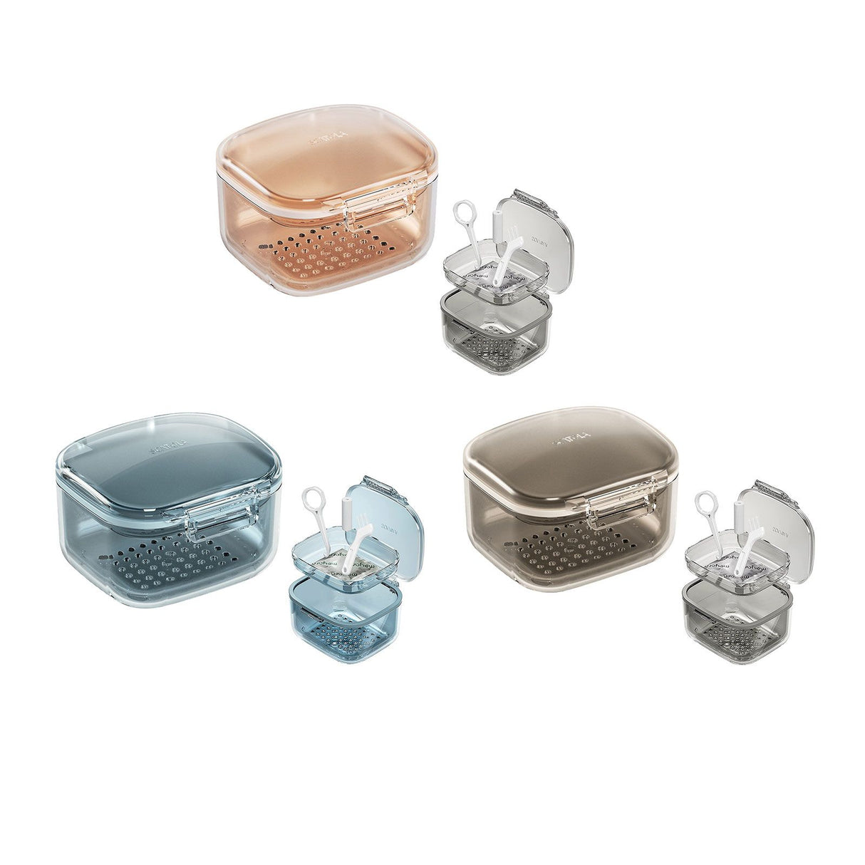 Three Layer Braces Case Denture Retainer Orthodontic Organizer Drainage Layered Portable Denture Bath Cup