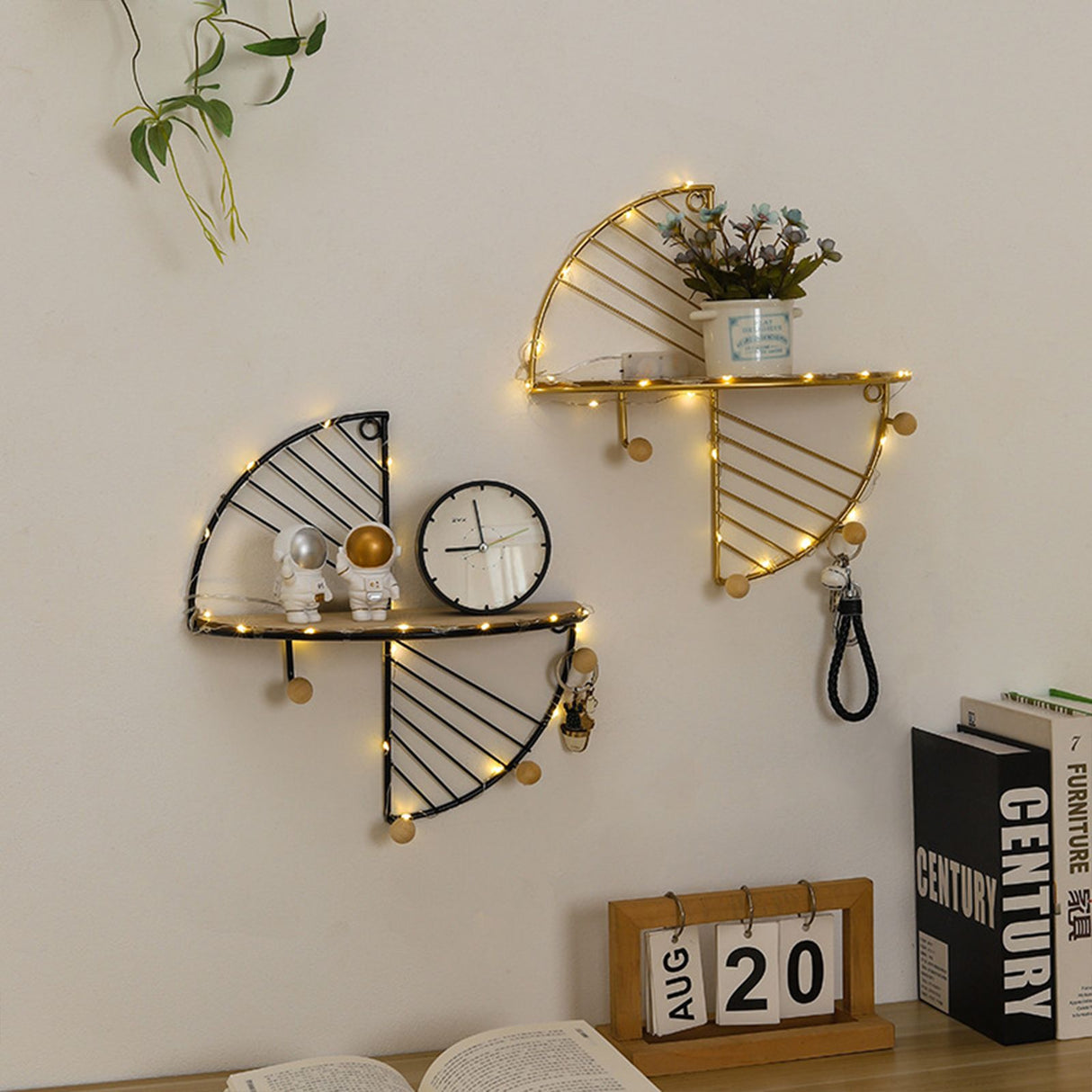 Simple Round Wall Shelf Multifunctional Geometric Wall Art Shelf Home Bedroom Wall Storage Shelves