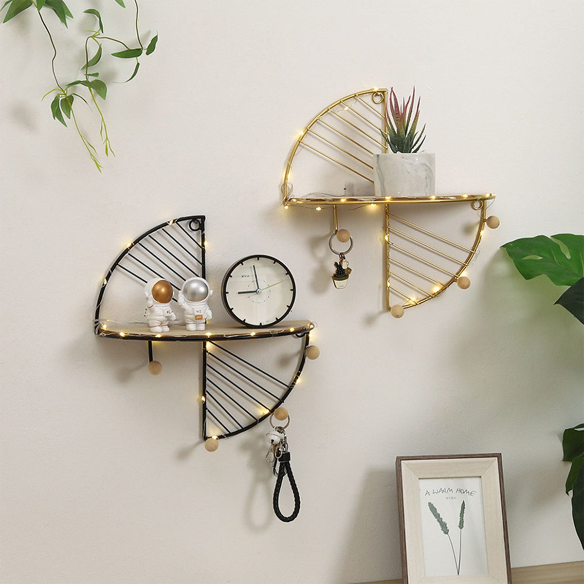 Simple Round Wall Shelf Multifunctional Geometric Wall Art Shelf Home Bedroom Wall Storage Shelves