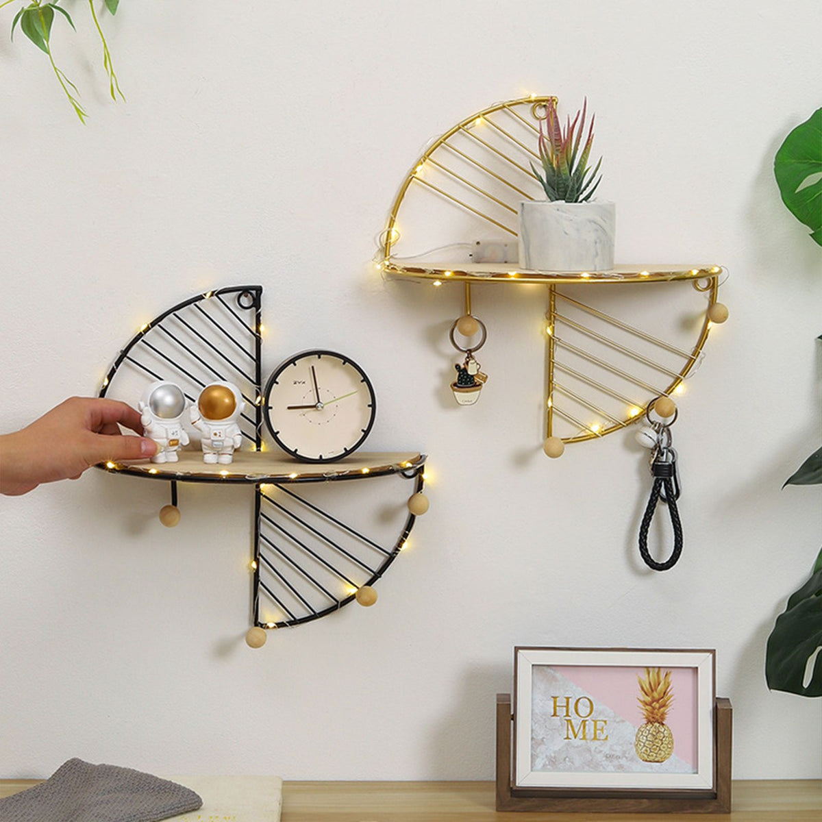 Simple Round Wall Shelf Multifunctional Geometric Wall Art Shelf Home Bedroom Wall Storage Shelves