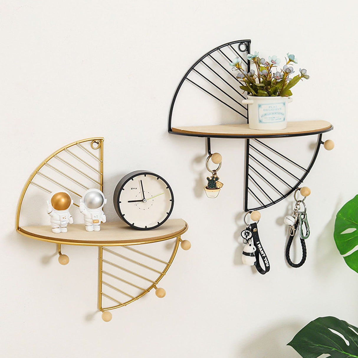 Simple Round Wall Shelf Multifunctional Geometric Wall Art Shelf Home Bedroom Wall Storage Shelves