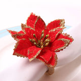 6PCS Napkin Set Red Elegant Christmas Flower Napkin for Birthday Party Wedding