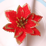 6PCS Napkin Set Red Elegant Christmas Flower Napkin for Birthday Party Wedding