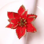 6PCS Napkin Set Red Elegant Christmas Flower Napkin for Birthday Party Wedding