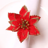 6PCS Napkin Set Red Elegant Christmas Flower Napkin for Birthday Party Wedding - Top-Down View