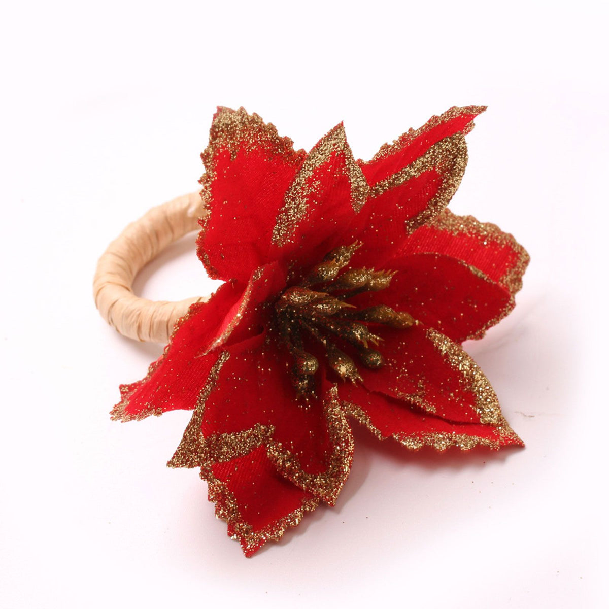 6PCS Napkin Set Red Elegant Christmas Flower Napkin for Birthday Party Wedding