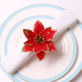 6PCS Napkin Set Red Elegant Christmas Flower Napkin for Birthday Party Wedding