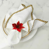 6PCS Napkin Set Red Elegant Christmas Flower Napkin for Birthday Party Wedding - Extra Image