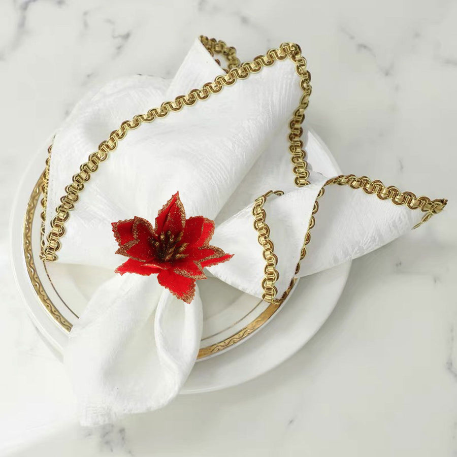 6PCS Napkin Set Red Elegant Christmas Flower Napkin for Birthday Party Wedding