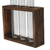 Tabletop Glass Tube Vase High Borosilicate Glass Pine Wood Frame Retro Tube Plant Vase for Hydroponic Plants Home Decoration3 Bottles - Extra Image