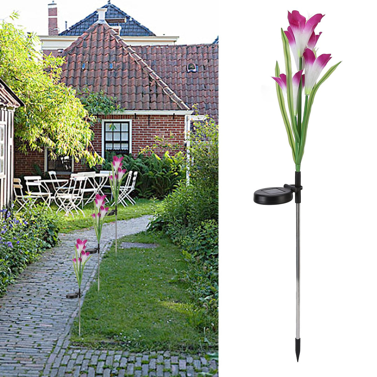 Solar Powered Flower Lights Waterproof Outdoor Solar Garden Stake Lights for Garden Patio BackyardPurple Color