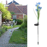 Solar Powered Flower Lights Waterproof Outdoor Solar Garden Stake Lights for Garden Patio Backyard(Blue White )