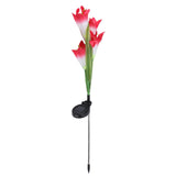 Solar Powered Flower Lights Waterproof Outdoor Solar Garden Stake Lights for Garden Patio Backyard(Pink White ) - Rear View