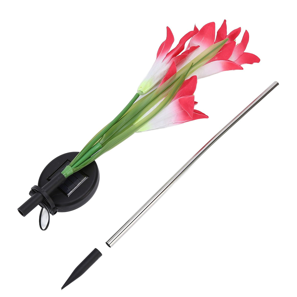Solar Powered Flower Lights Waterproof Outdoor Solar Garden Stake Lights for Garden Patio Backyard(Pink White )