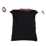 Leather Canvas Foraging Pouch Belt Fruit Picking Bag for Camping Fruit CollectingBlack - Front View