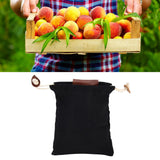 Leather Canvas Foraging Pouch Belt Fruit Picking Bag for Camping Fruit CollectingBlack - Extra Image
