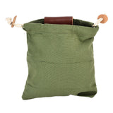 Leather Canvas Foraging Pouch Belt Fruit Picking Bag for Camping Fruit CollectingArmy Green - Top-Down View