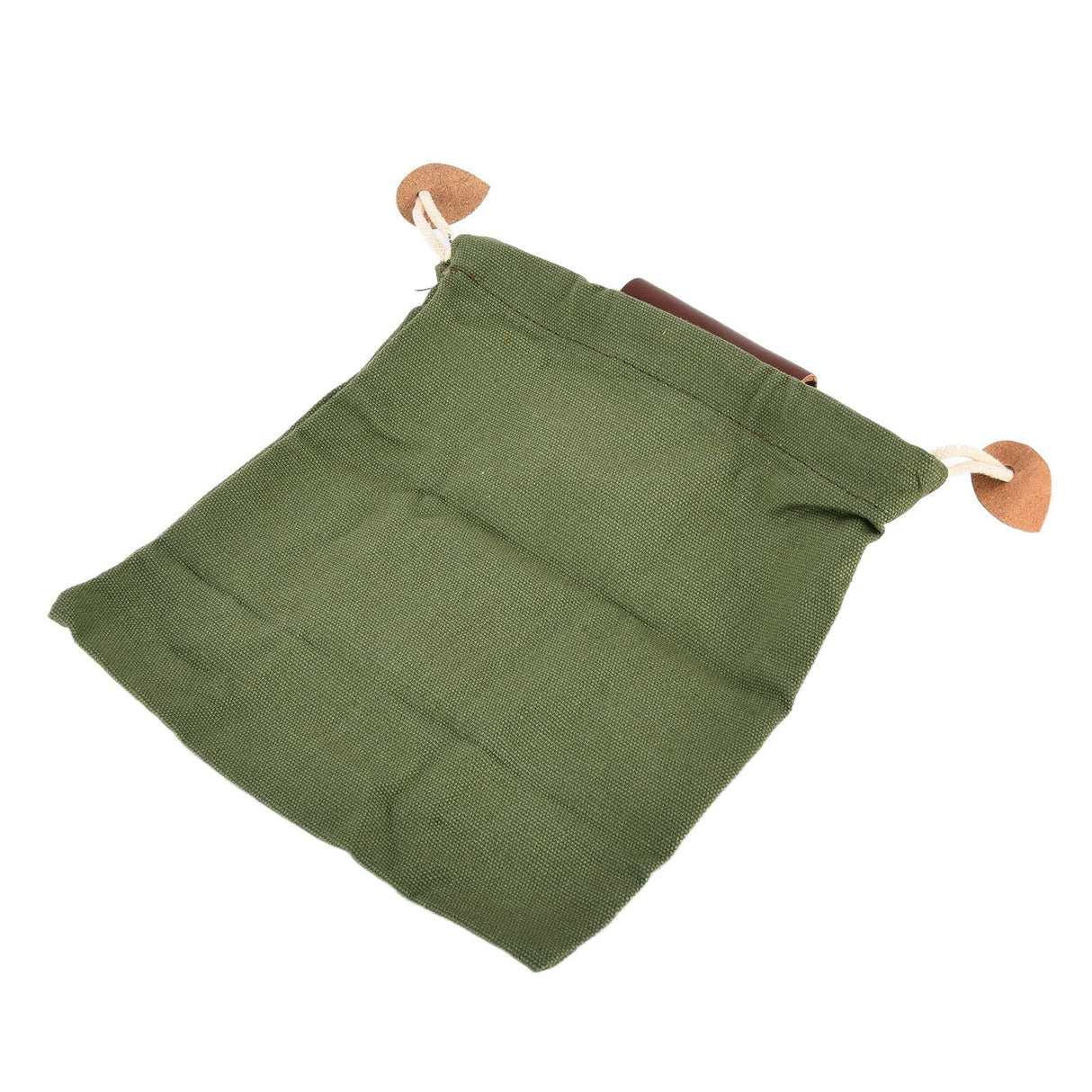 Leather Canvas Foraging Pouch Belt Fruit Picking Bag for Camping Fruit CollectingArmy Green