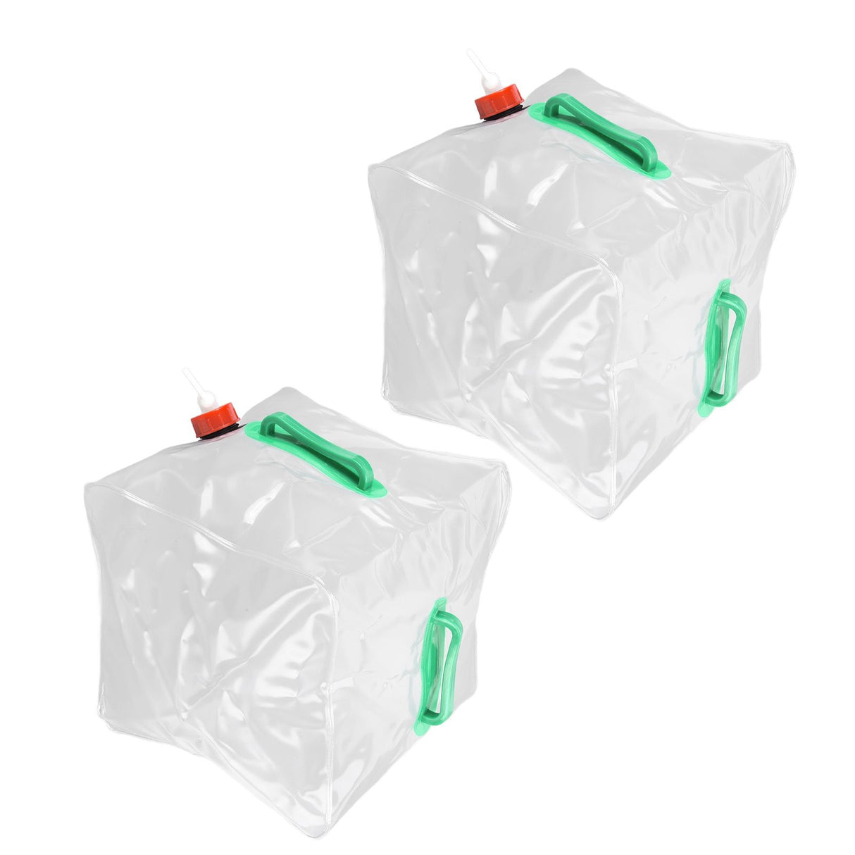 2Pcs 20L Folding Water Bucket PVC Portable Transparent Water Container with Spigot for Camping Hiking
