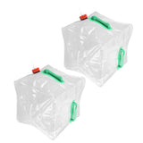 2Pcs 20L Folding Water Bucket PVC Portable Transparent Water Container with Spigot for Camping Hiking