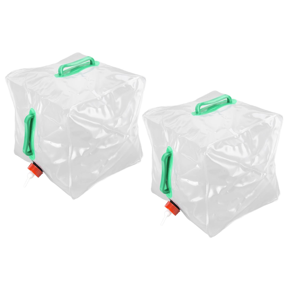 2Pcs 20L Folding Water Bucket PVC Portable Transparent Water Container with Spigot for Camping Hiking