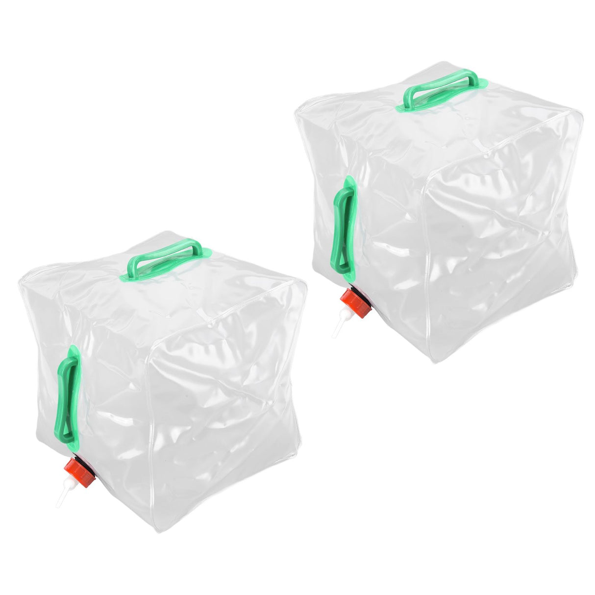 2Pcs 20L Folding Water Bucket PVC Portable Transparent Water Container with Spigot for Camping Hiking