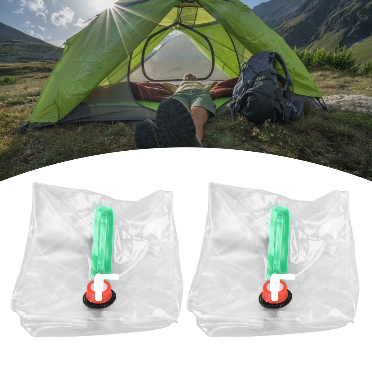2Pcs 20L Folding Water Bucket PVC Portable Transparent Water Container with Spigot for Camping Hiking