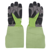 1Pair Garden Work Gloves Cut Resistent Stabproof Puncture Proof Pruning Gloves with Forearm Protection Green - Rear View