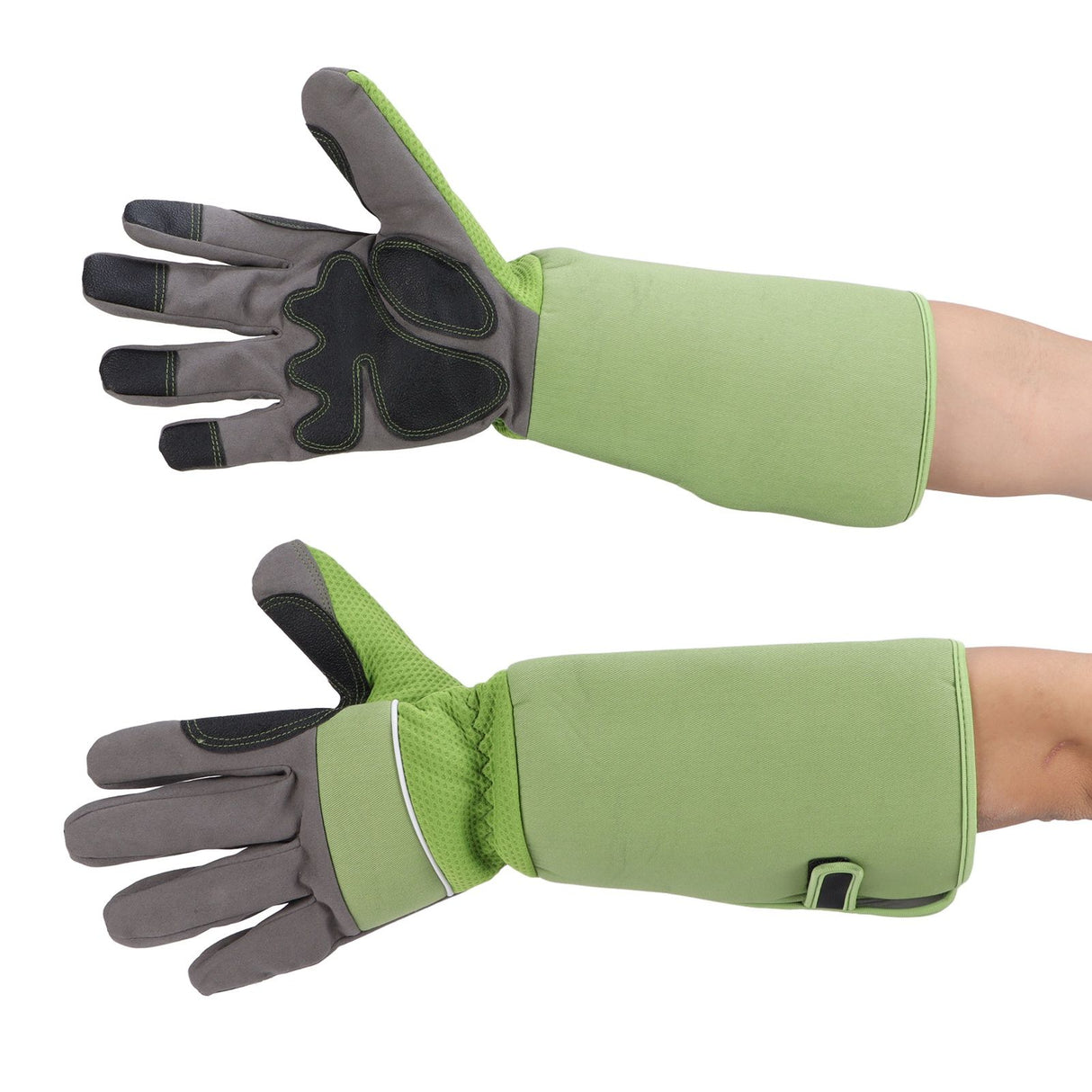 1Pair Garden Work Gloves Cut Resistent Stabproof Puncture Proof Pruning Gloves with Forearm Protection Green