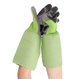1Pair Garden Work Gloves Cut Resistent Stabproof Puncture Proof Pruning Gloves with Forearm Protection Green