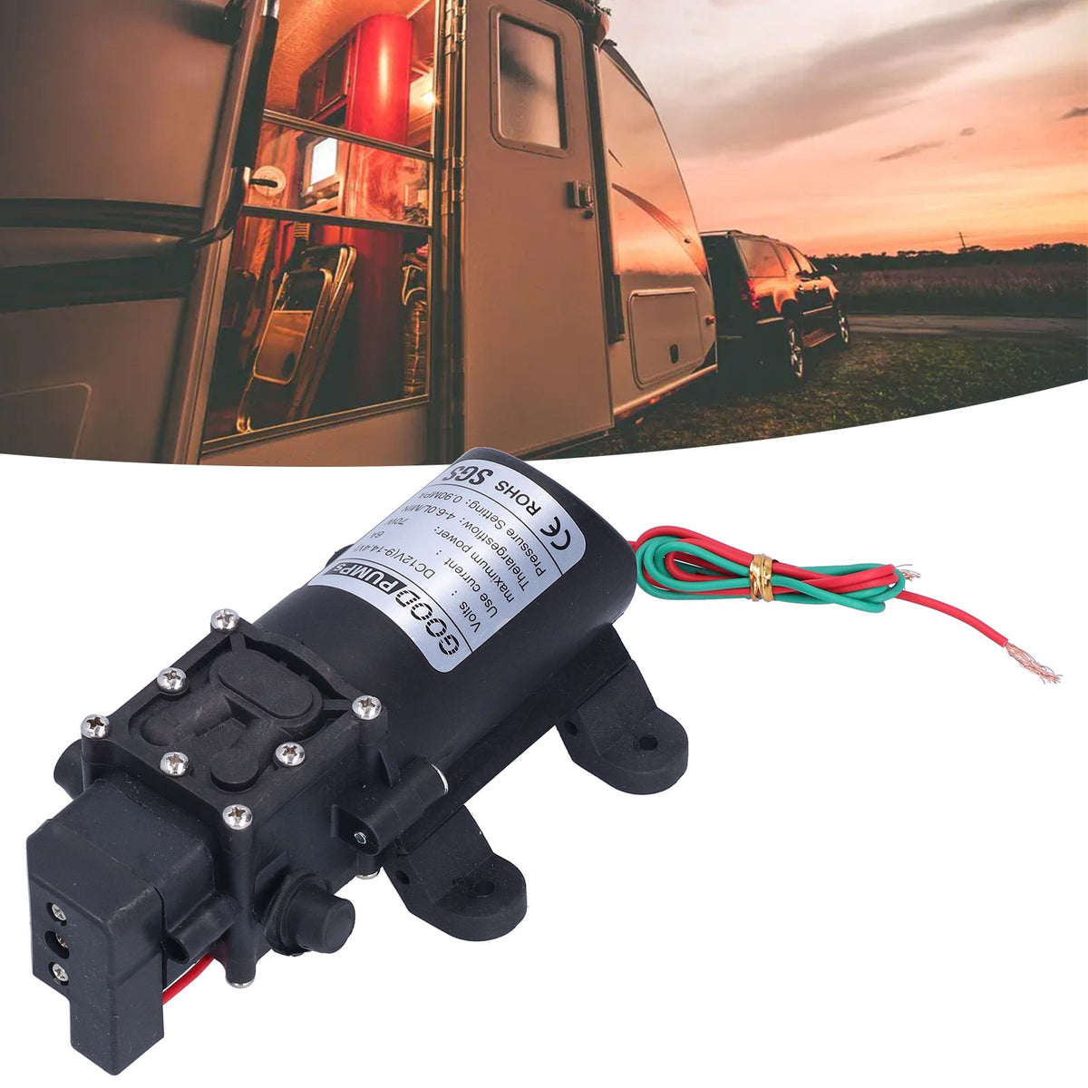 3308 Diaphragm Pump Self Priming Spray Pump for Garden Irrigation Car Washing 12V 70W