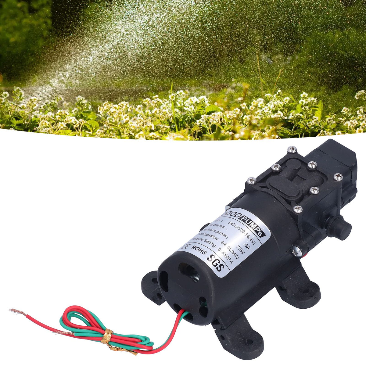 3308 Diaphragm Pump Self Priming Spray Pump for Garden Irrigation Car Washing 12V 70W