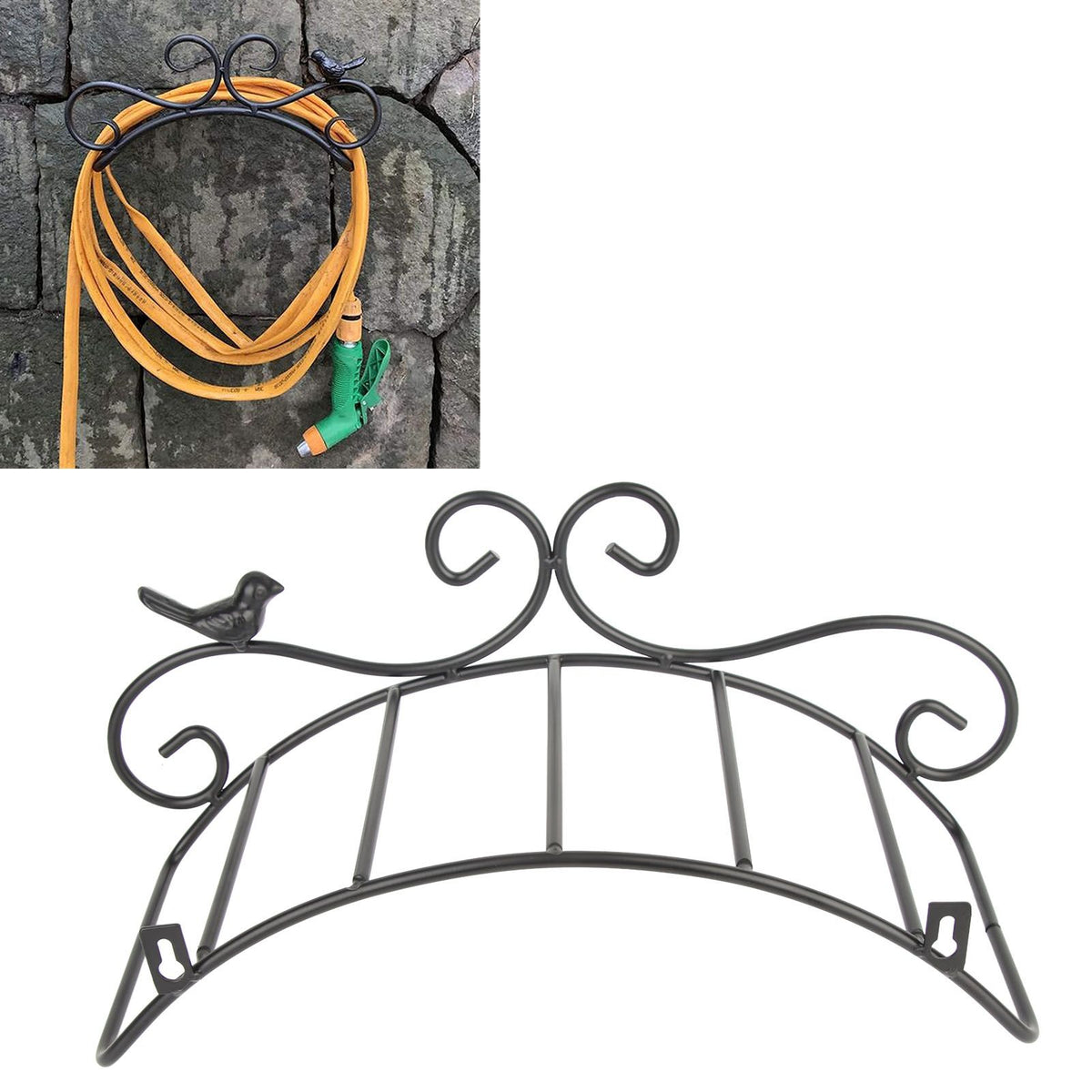 Garden Hose Holder Black Multifunction Antique Style Bird Brackets Water Pipe Storage