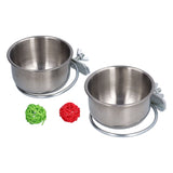 Stainless Steel Parrot Feeding Bowl with Rattan Ball for Hamster Small Animals - Top-Down View