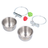 Stainless Steel Parrot Feeding Bowl with Rattan Ball for Hamster Small Animals - Close-Up Angle