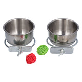 Stainless Steel Parrot Feeding Bowl with Rattan Ball for Hamster Small Animals