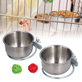 Stainless Steel Parrot Feeding Bowl with Rattan Ball for Hamster Small Animals