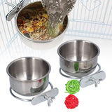 Stainless Steel Parrot Feeding Bowl with Rattan Ball for Hamster Small Animals