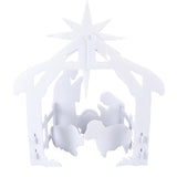 44x27x5cm Christmas Jesus Scene White PP Hollow Board Outdoor Nativity Scene for Lawn Garden Courtyard - Front View
