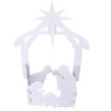 44x27x5cm Christmas Jesus Scene White PP Hollow Board Outdoor Nativity Scene for Lawn Garden Courtyard